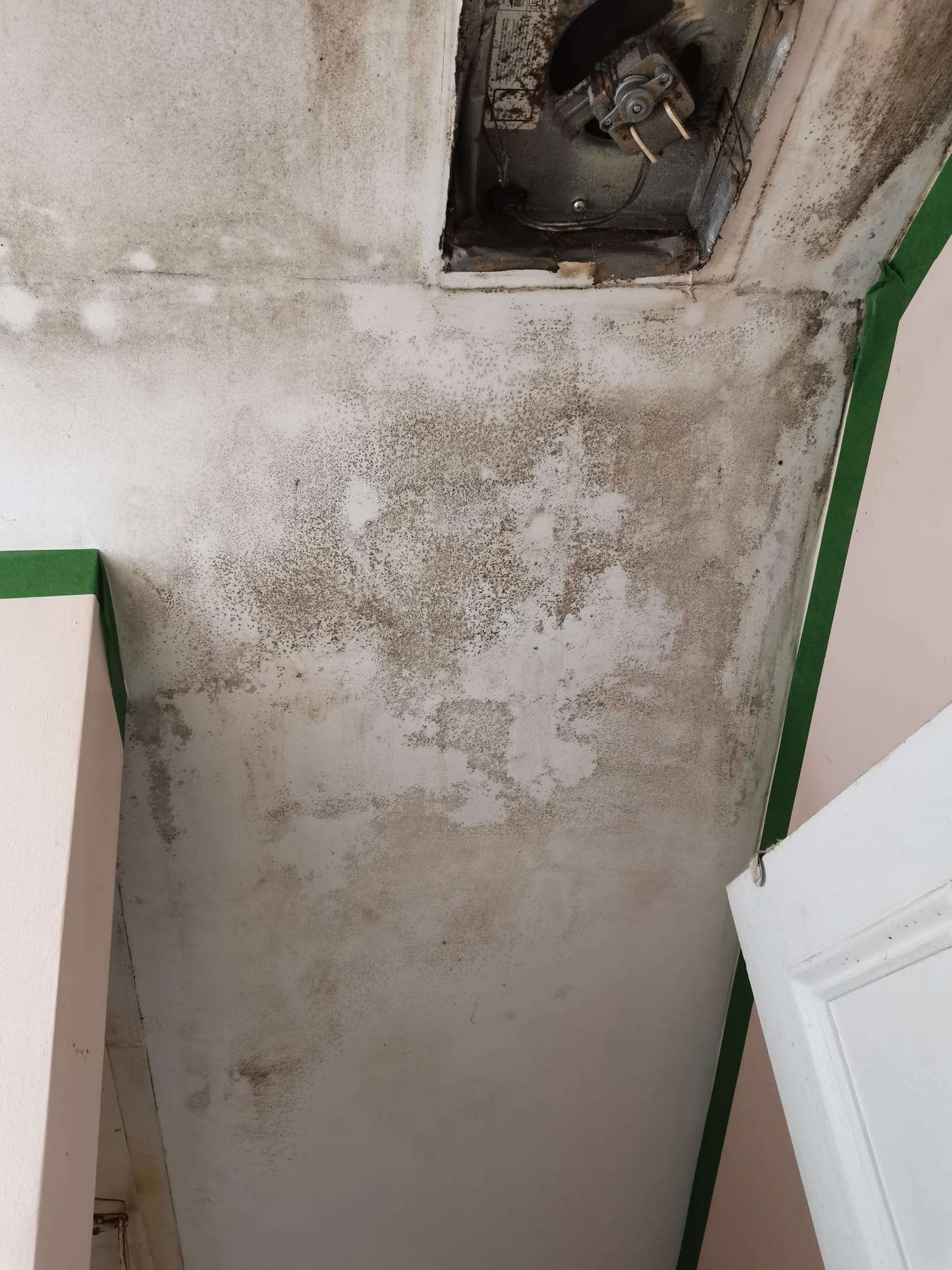 Stained ceiling before restoration
