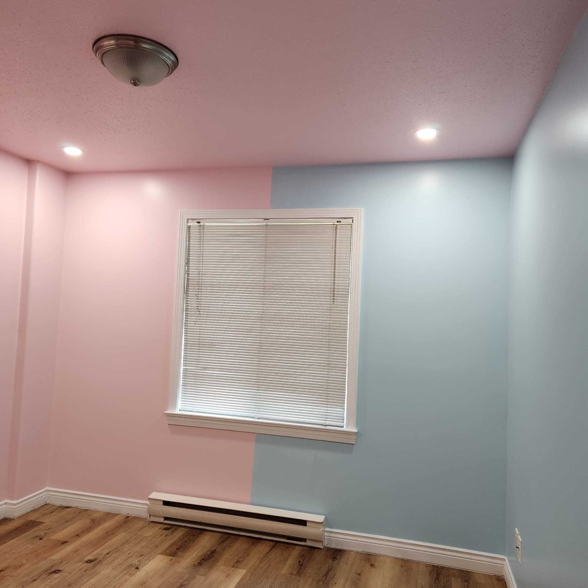 Pink and blue room before repainting